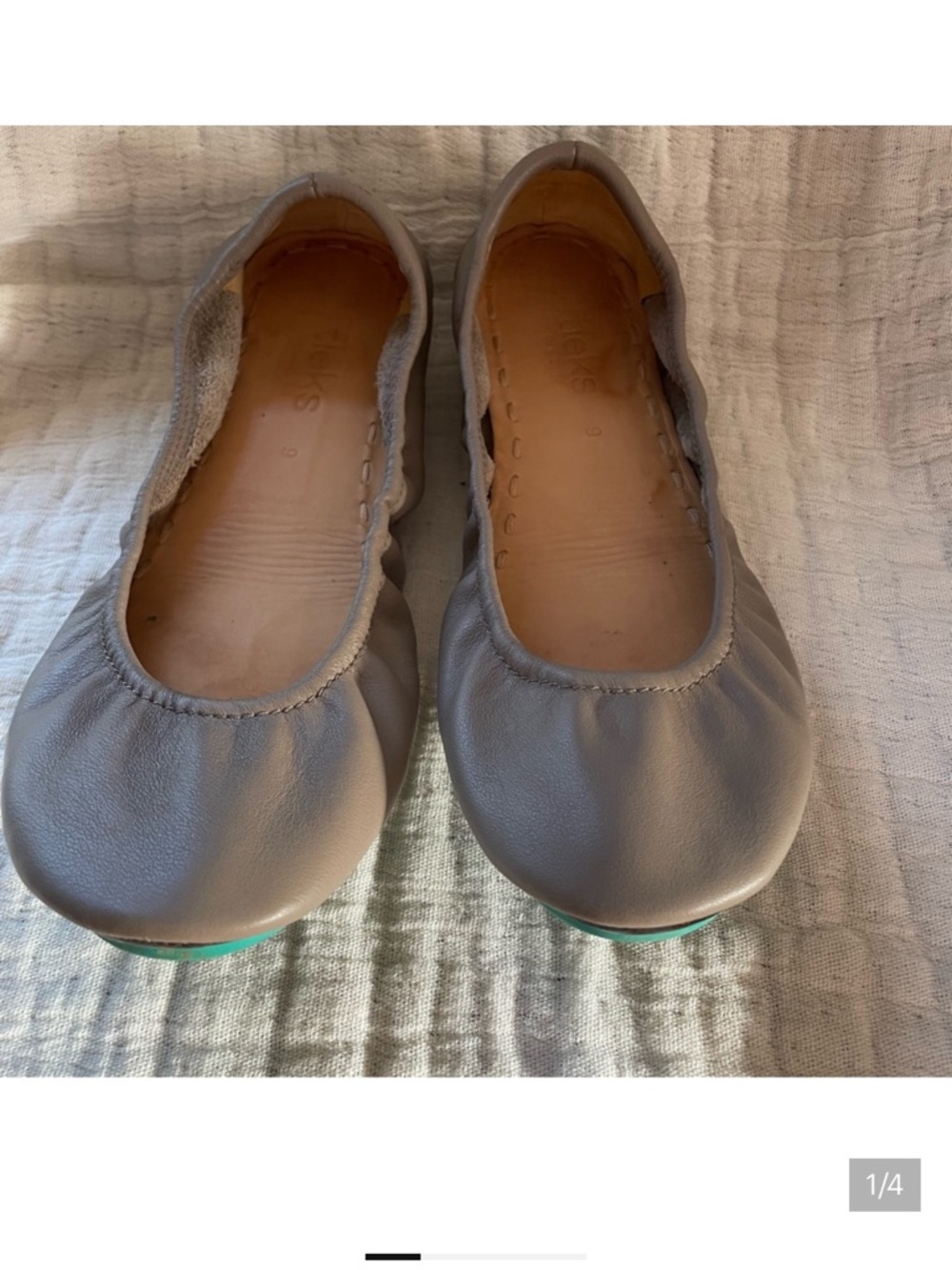 Tieks Taupe Leather Ballet Flats